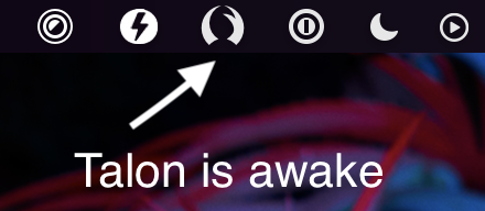 screenshot of the desktop on a mac showint the Talon icon in the top right menubar